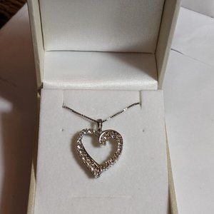 DIAMORE Sterling Silver Diamond & Crystal Accent Heart Pendant Necklace - 18 in.